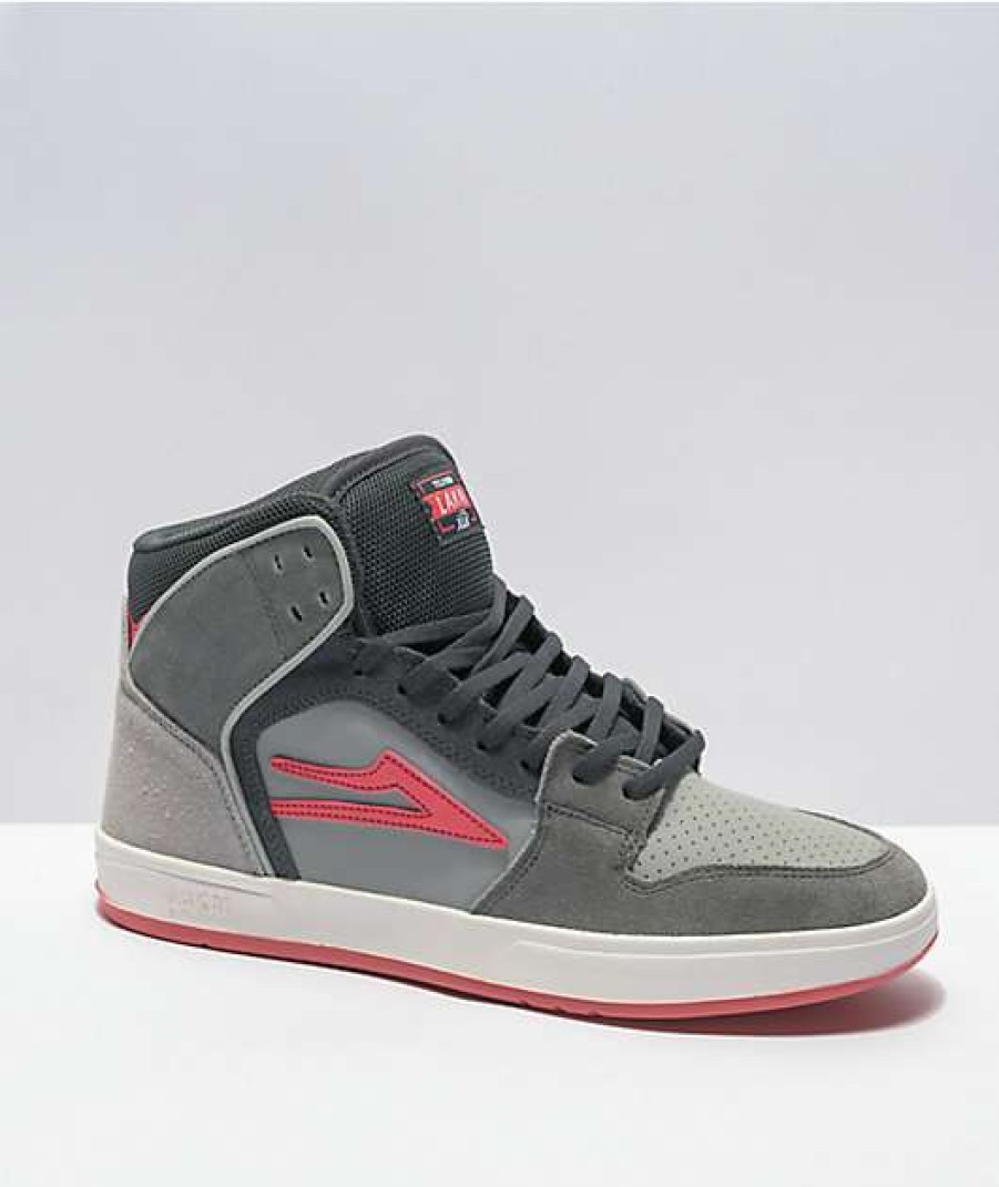 Skate Shoes * | Lakai Telford Grey & Coral Suede Skate Shoes Outlet