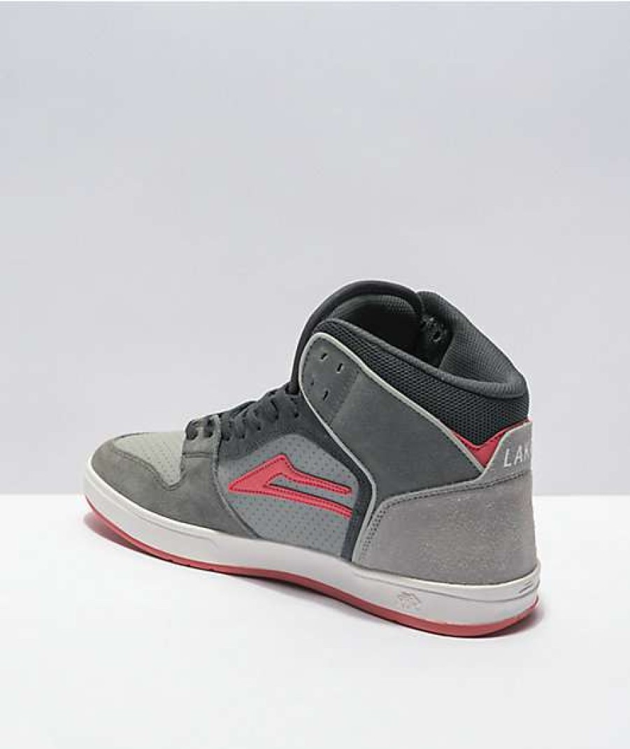 Skate Shoes * | Lakai Telford Grey & Coral Suede Skate Shoes Outlet