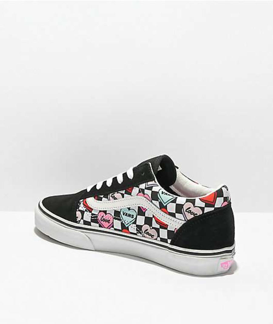 Vans * | Vans Old Skool Candy Hearts Black & White Skate Shoes Promotions