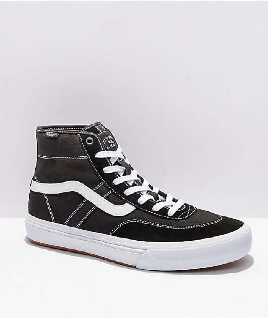 Vans * | Vans Skate Crockett High Black & White Skate Shoes Promotions