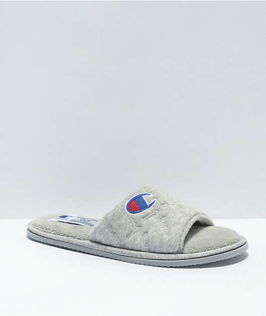 Shoes * | Champion Women'S Hotel Grey Slippers Outlet