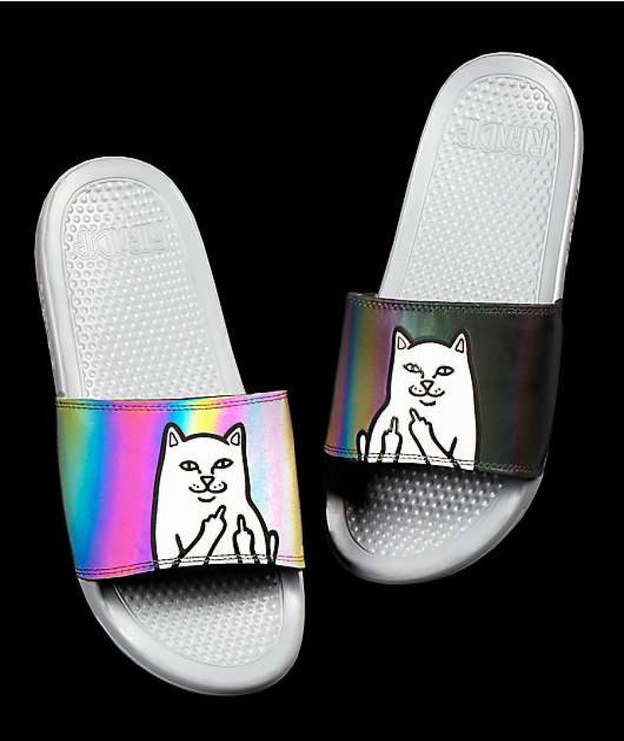 Sandals * | Ripndip Lord Nermal Iridescent Grey Slide Sandals Outlet