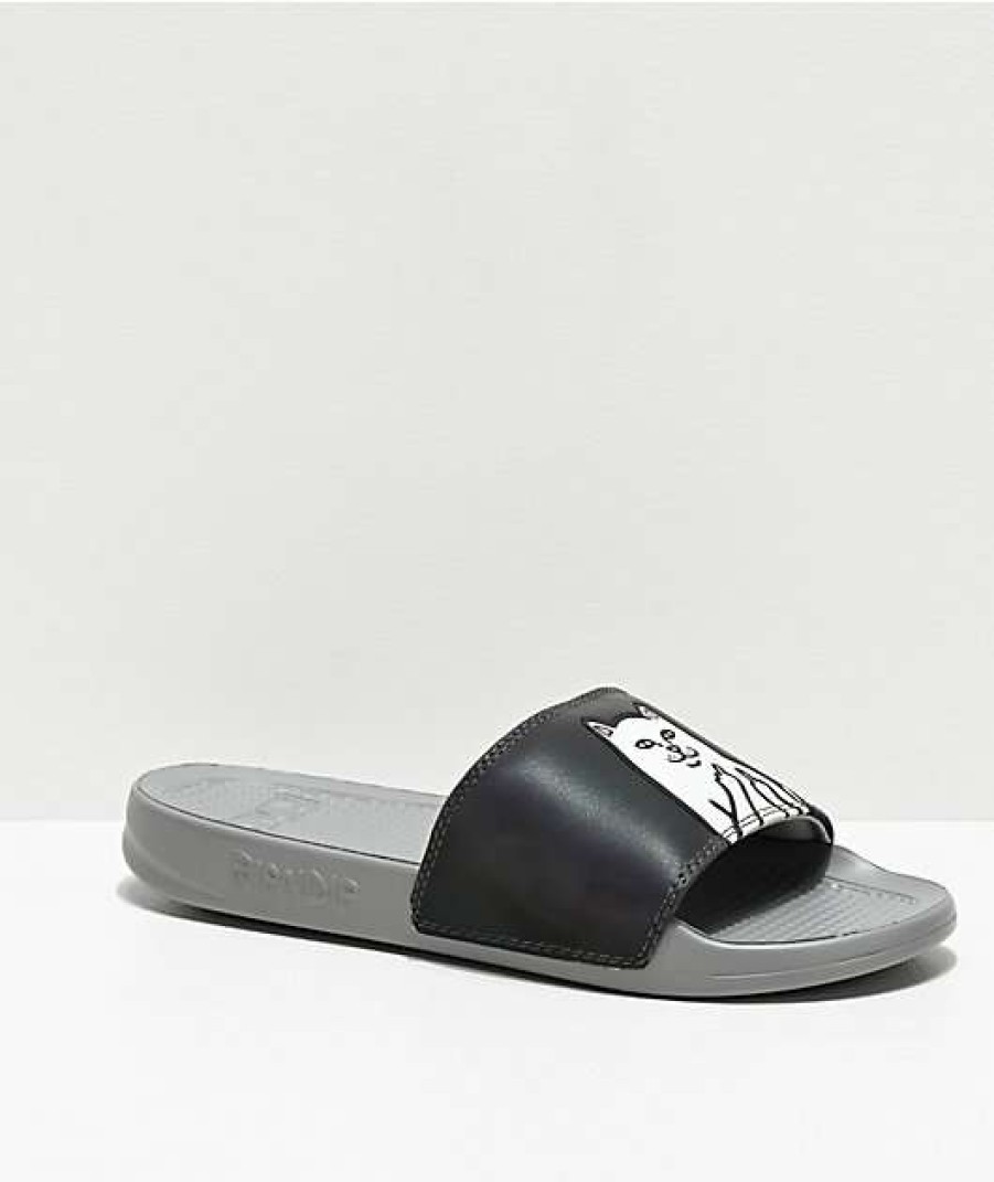 Sandals * | Ripndip Lord Nermal Iridescent Grey Slide Sandals Outlet