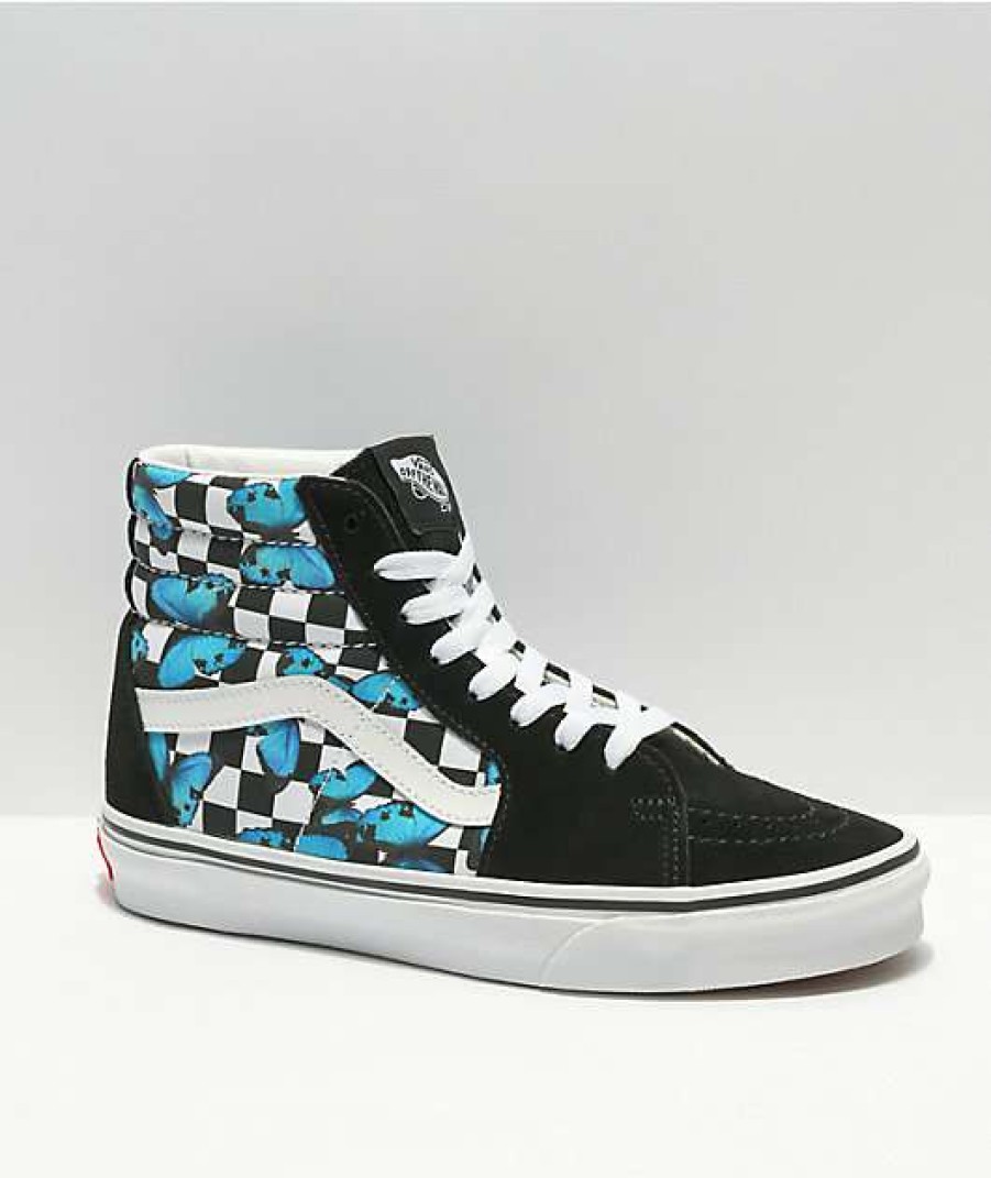 Vans * | Vans Sk8-Hi Butterfly Check Black & White Skate Shoes Promotions