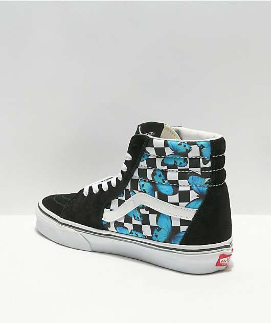 Vans * | Vans Sk8-Hi Butterfly Check Black & White Skate Shoes Promotions