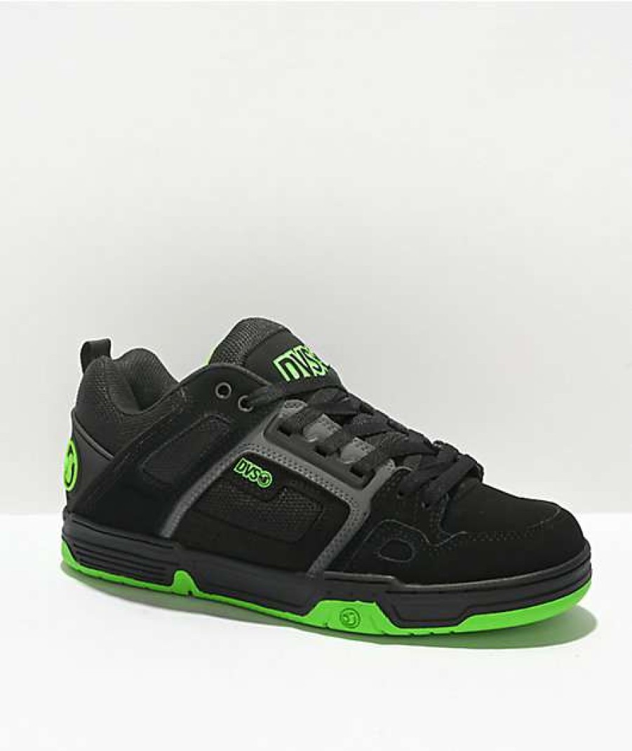 Skate Shoes * | Dvs Comanche Black, Charcoal, & Lime Skate Shoes Outlet