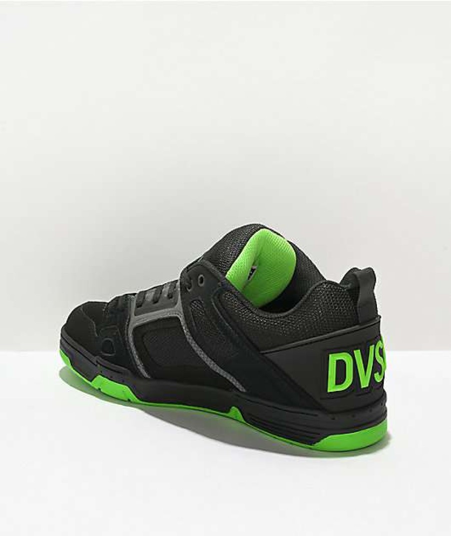 Skate Shoes * | Dvs Comanche Black, Charcoal, & Lime Skate Shoes Outlet