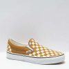 Vans * | Vans Slip-On Golden Brown & White Checkerboard Skate Shoes Promotions