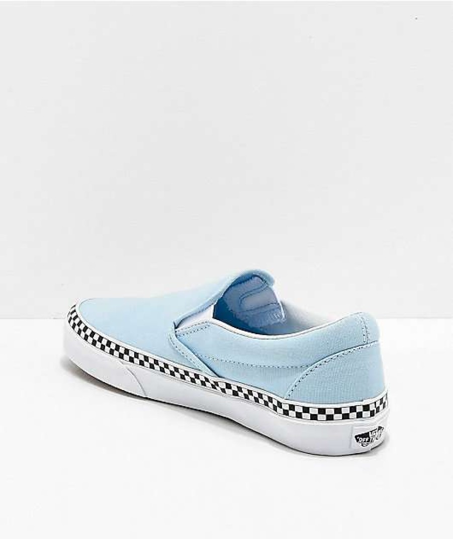 Vans * | Vans Slip-On Cool Blue & Checkerboard Skate Shoes Promotions