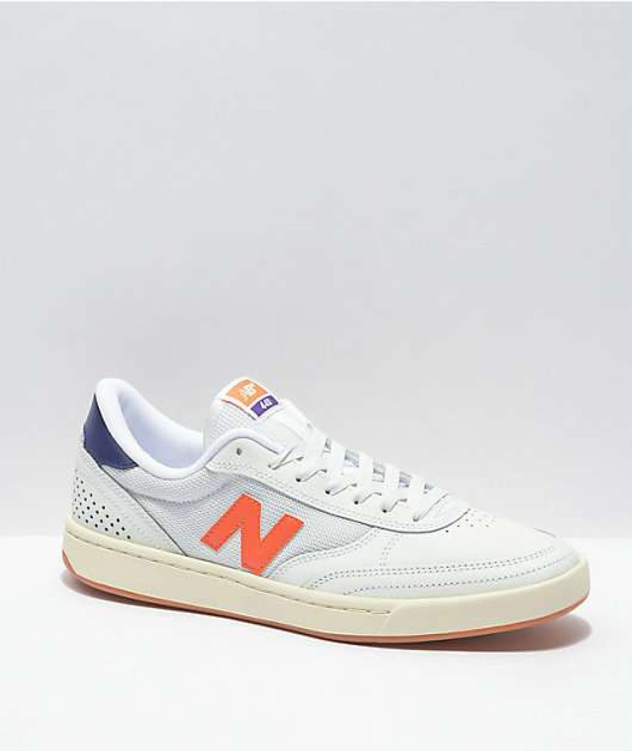 Skate Shoes * | New Balance Numeric 440 White & Orange Leather Skate Shoes Outlet