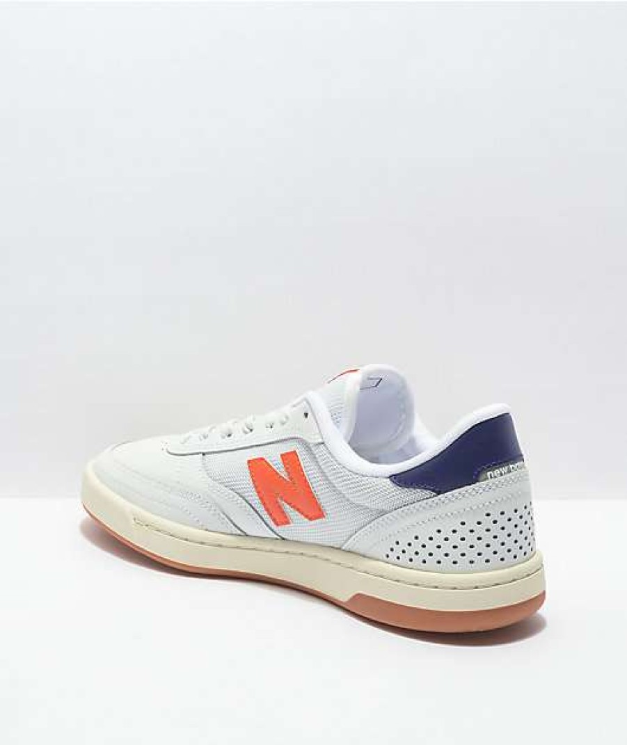 Skate Shoes * | New Balance Numeric 440 White & Orange Leather Skate Shoes Outlet