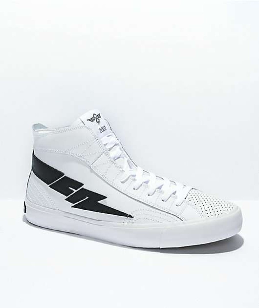 Sneakers * | Creative Recreation Zeus Hi White & Black Leather Shoes Outlet