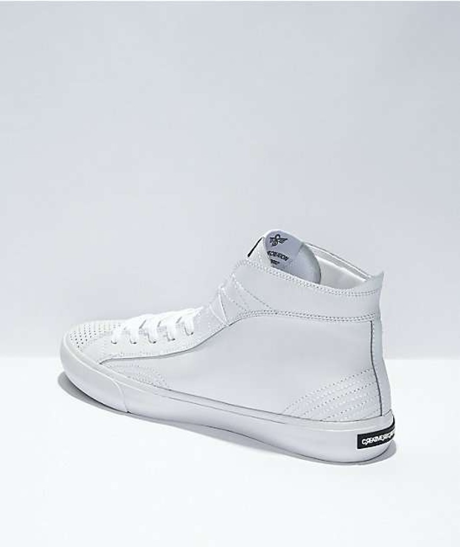 Sneakers * | Creative Recreation Zeus Hi White & Black Leather Shoes Outlet