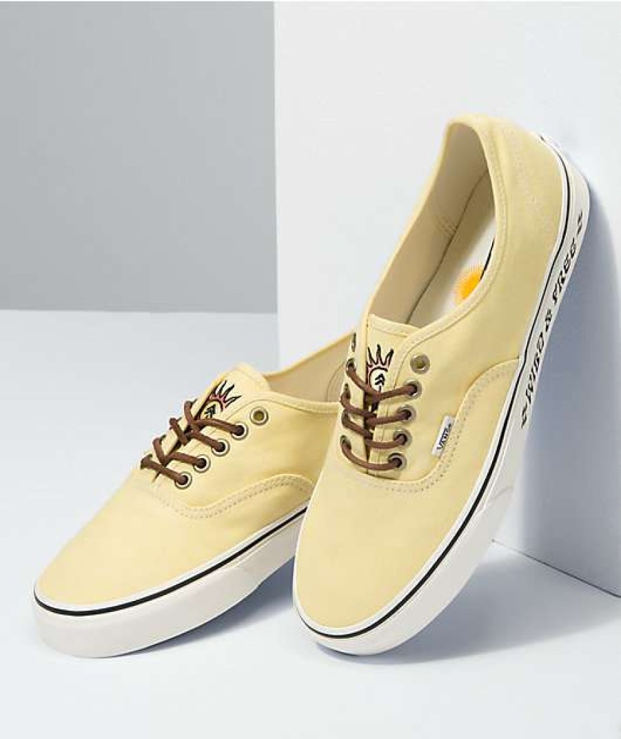 Vans * | Vans X Parks Project Authentic Pale Yellow & White Skate Shoes Promotions