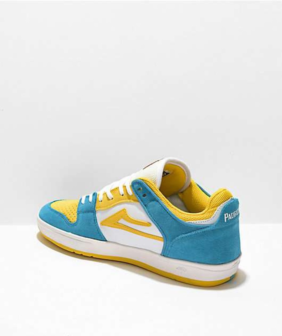 Sneakers * | Lakai X Pacifico Telford White, Cyan, & Yellow Low Top Skate Shoes Outlet