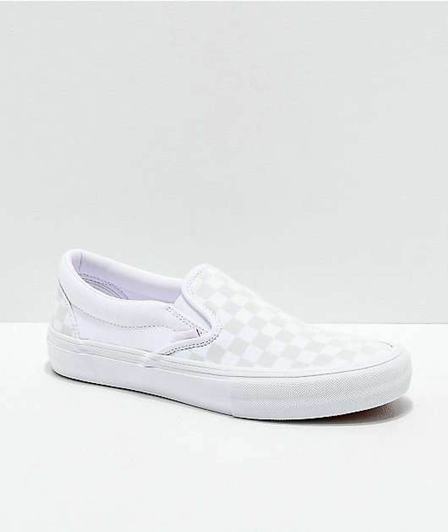 Vans * | Vans Slip-On Pro Reflect White Skate Shoes Promotions