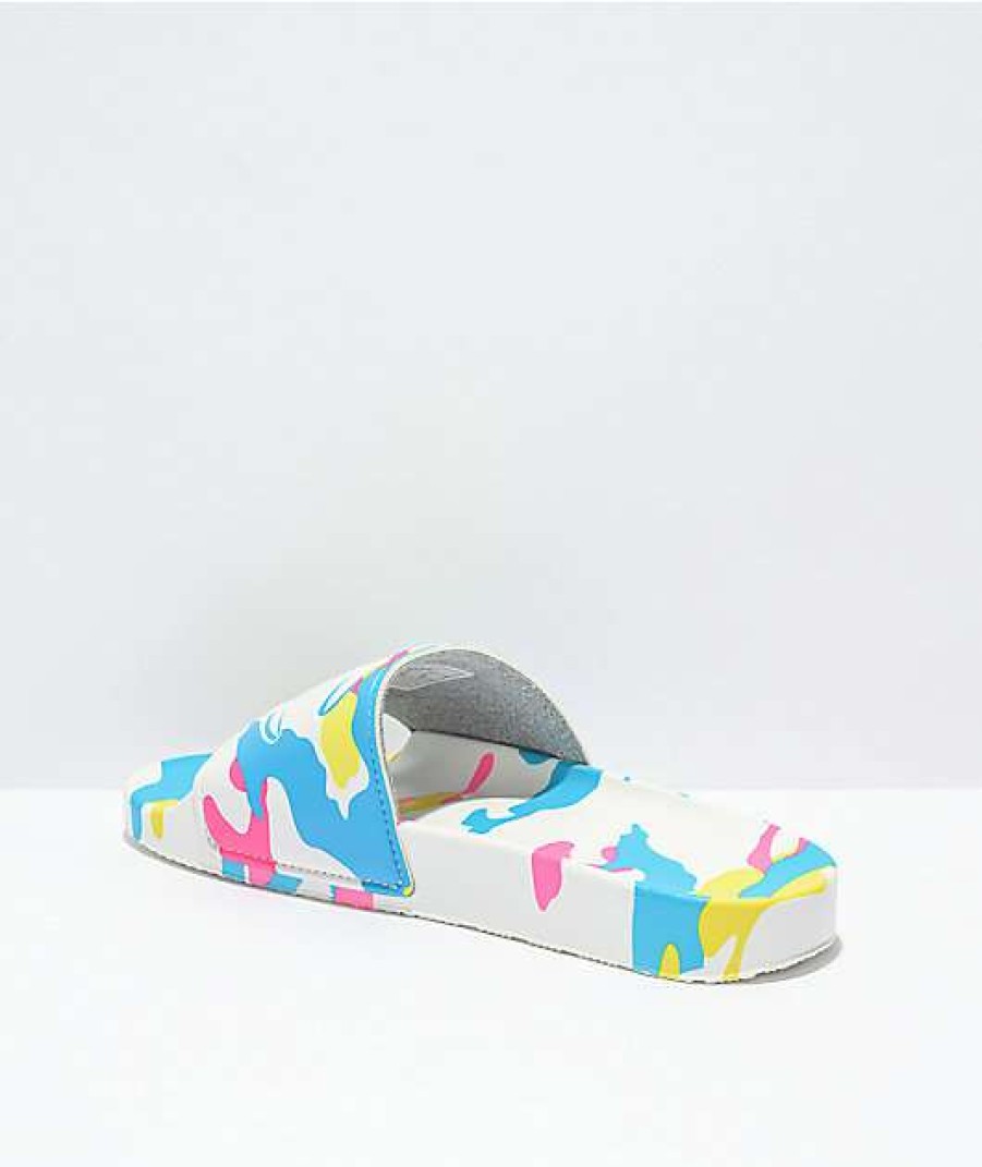 Sandals * | Champion Ipo Camo White & Blue Slide Sandals Outlet