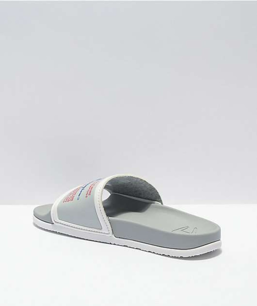 Sandals * | Champion Cs Squish White & Grey Slide Sandals Outlet