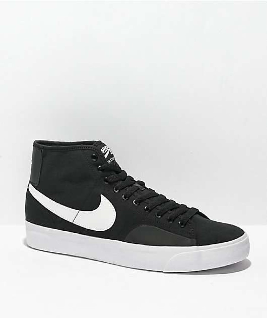 Nike * | Nike Sb Blazer Court Mid Black & White Skate Shoes Promotions