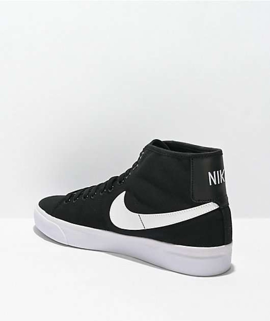 Nike * | Nike Sb Blazer Court Mid Black & White Skate Shoes Promotions