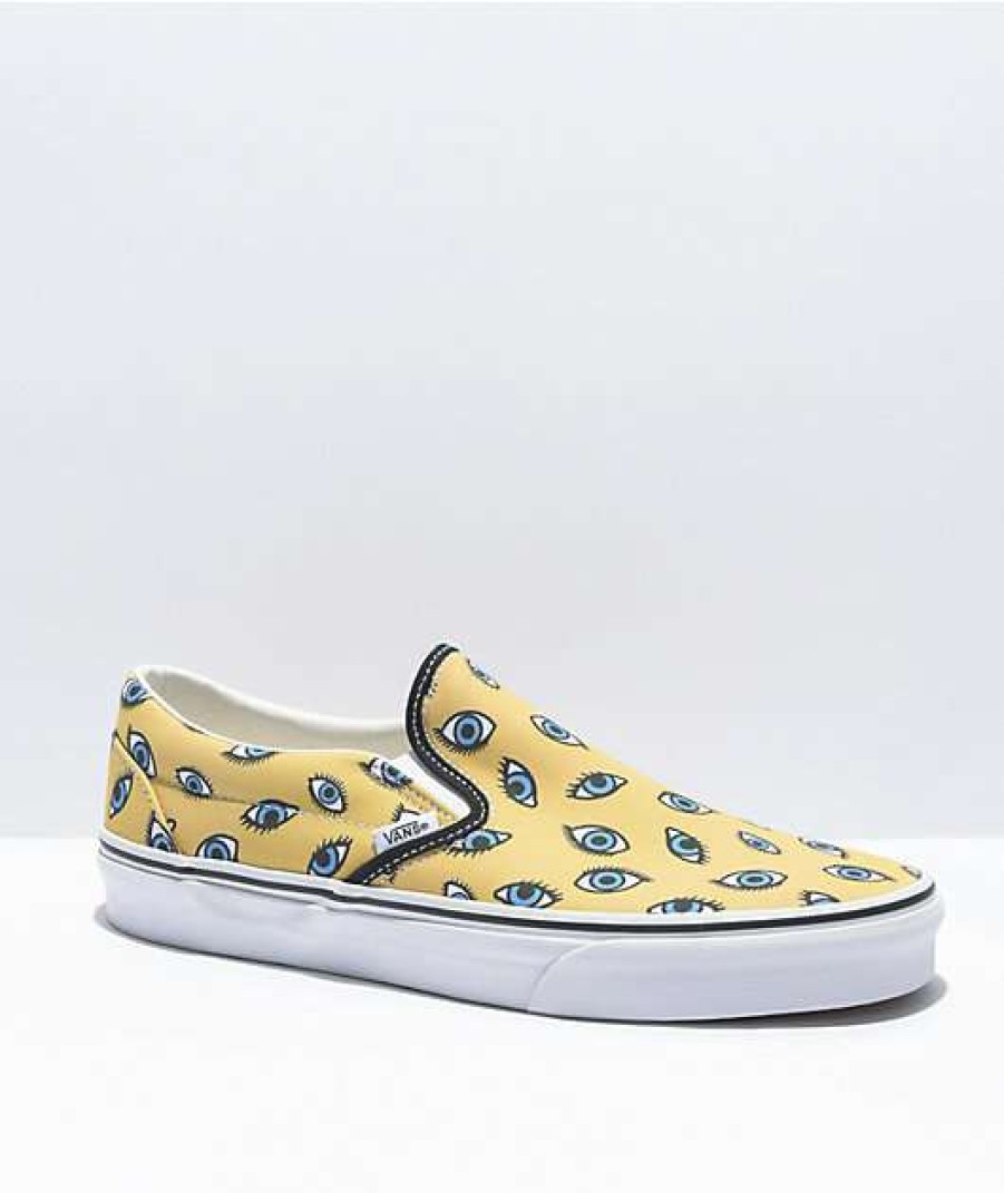 Vans * | Vans Slip-On Looking Glass Yellow & White Skate Shoes Promotions