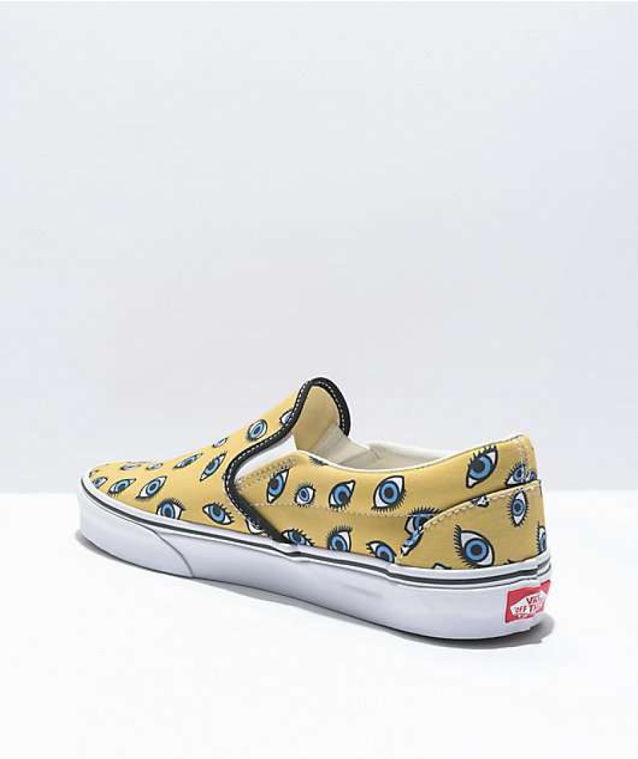 Vans * | Vans Slip-On Looking Glass Yellow & White Skate Shoes Promotions