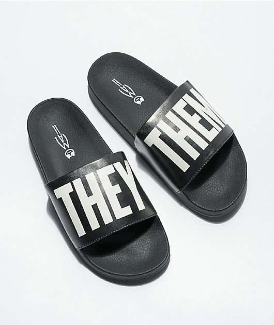 Sandals * | Mah They Them Black & White Slide Sandals Outlet