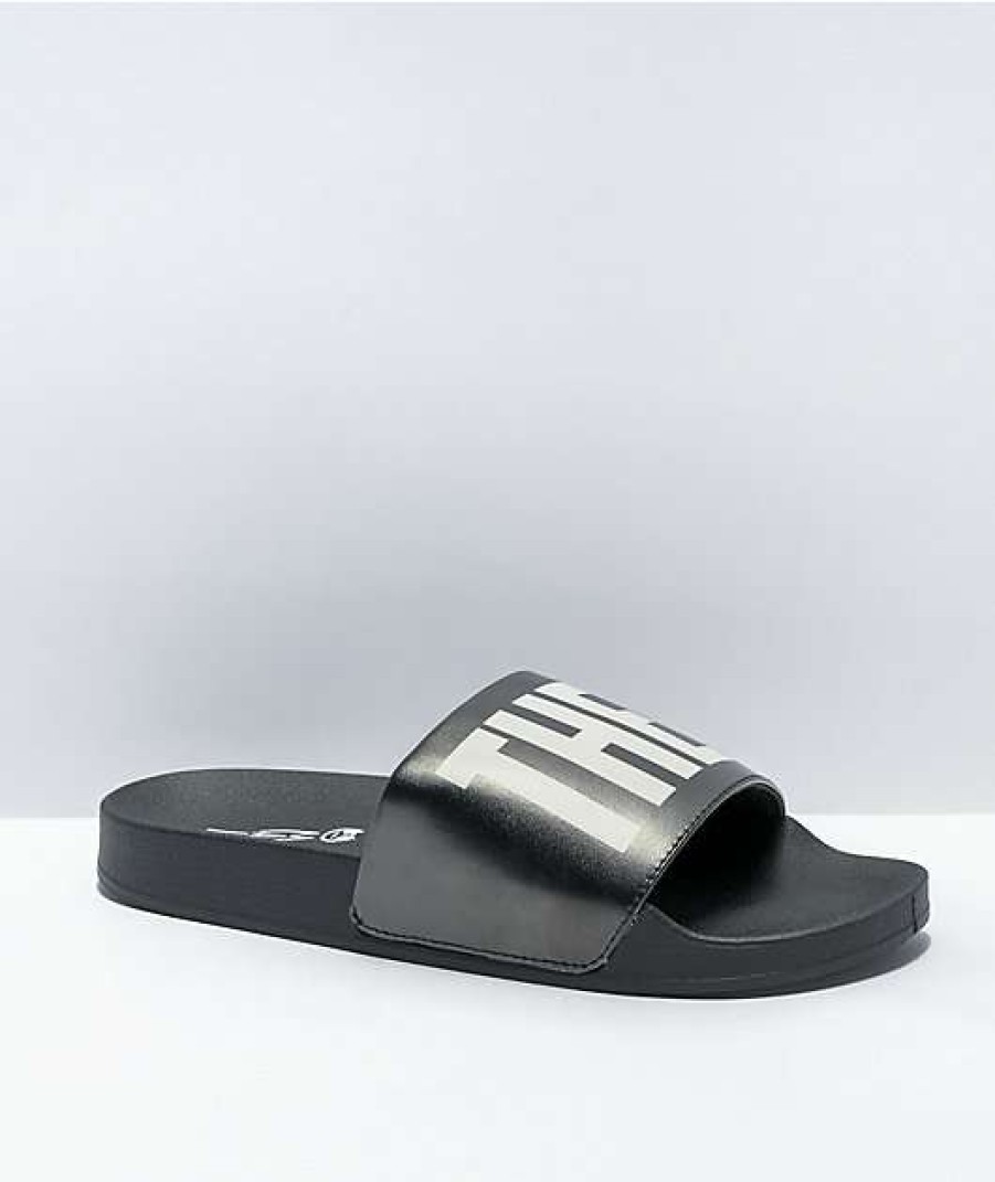 Sandals * | Mah They Them Black & White Slide Sandals Outlet