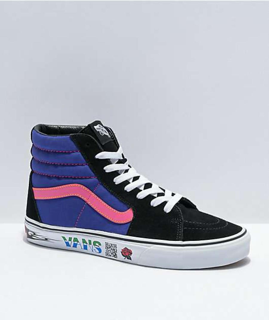 Vans * | Vans Sk8-Hi Disrupt Black & Spectra Blue Skate Shoes Promotions