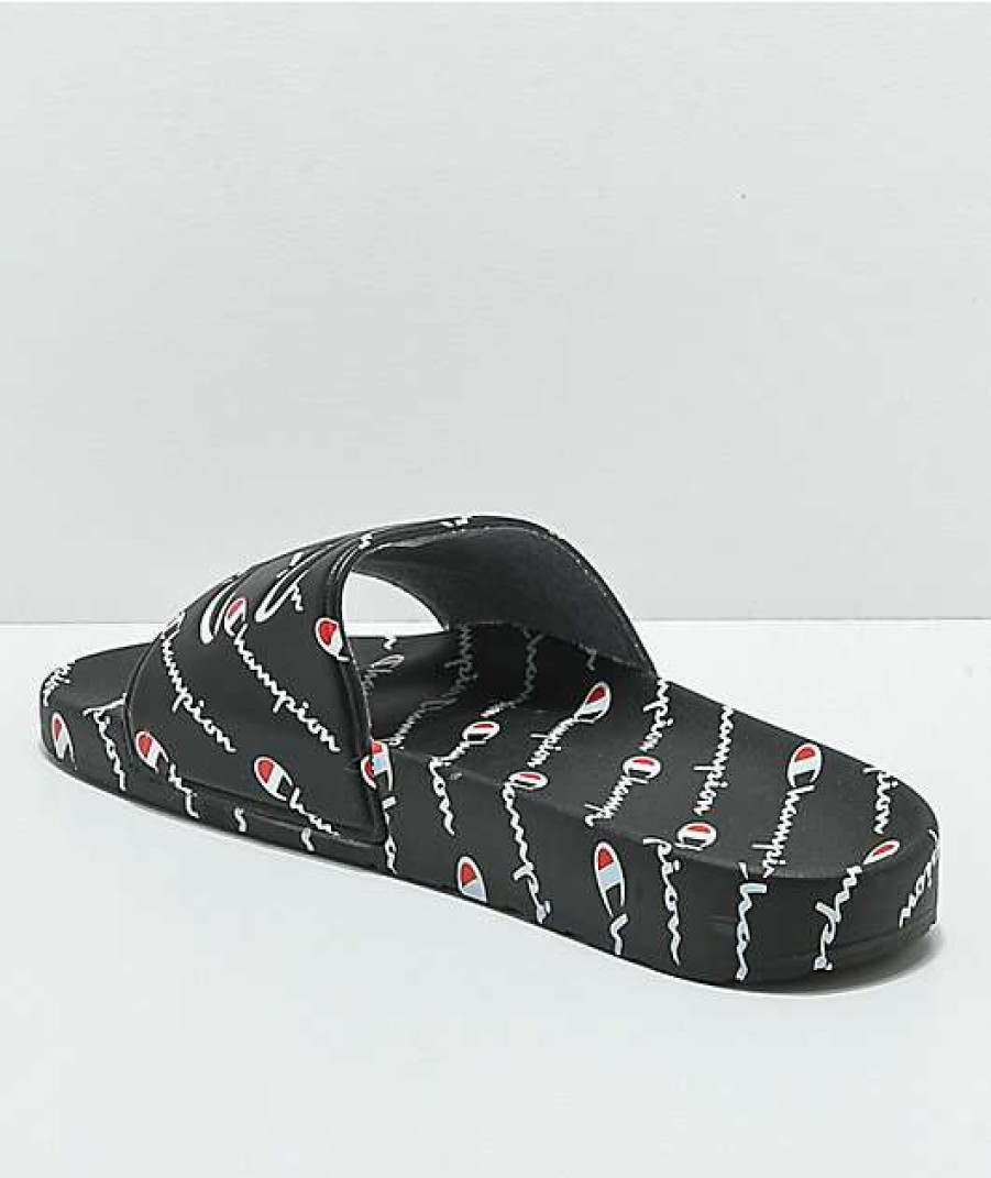 Sandals * | Champion Ipo Repeat Black Slide Sandals Outlet