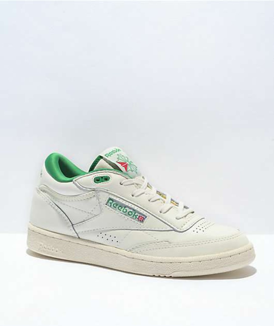 Shoes * | Reebok Club C Mid Chalk White & Green Shoes Outlet