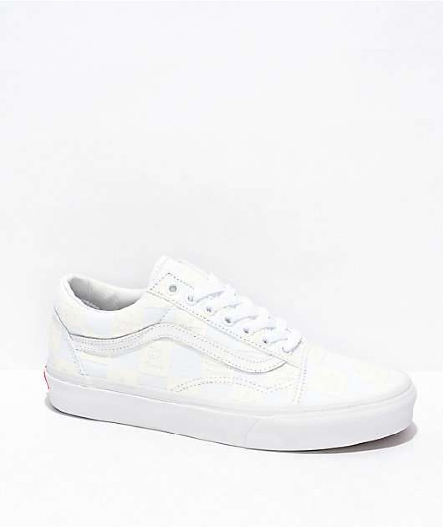 Vans * | Vans Old Skool Diy Checkerboard True White Skate Shoes Promotions