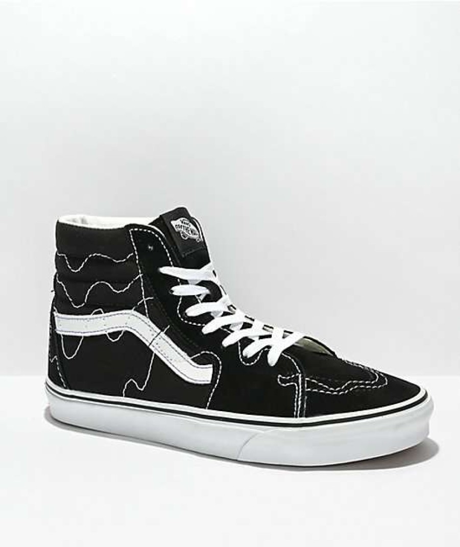 Vans * | Vans Sk8-Hi Stitch Warp Black & White Skate Shoes Promotions