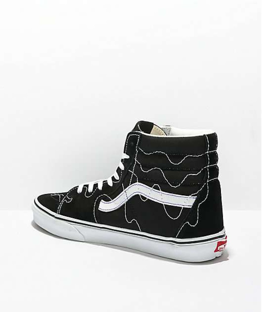 Vans * | Vans Sk8-Hi Stitch Warp Black & White Skate Shoes Promotions