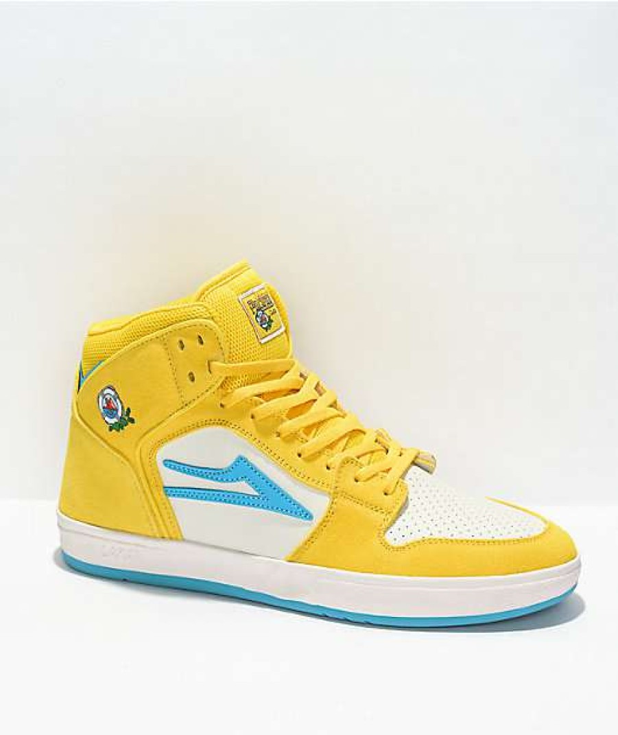 Sneakers * | Lakai X Pacifico Telford White, Cyan, & Yellow Skate Shoes Outlet