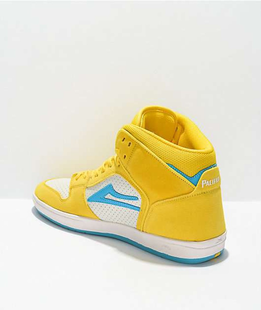 Sneakers * | Lakai X Pacifico Telford White, Cyan, & Yellow Skate Shoes Outlet