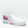 Vans * | Vans Slip-On Spring Fade White, Pink & Green Platform Shoes Promotions