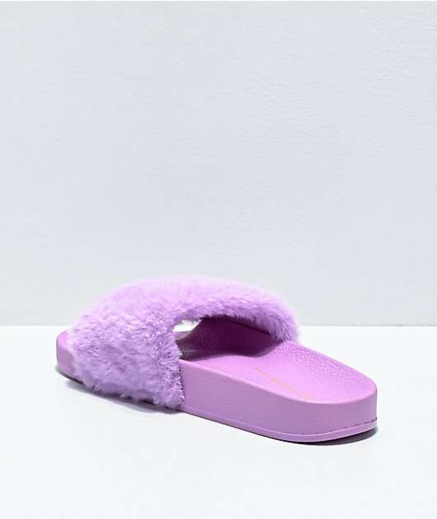 Sandals * | Trillium Lavender Fur Slide Sandals Outlet