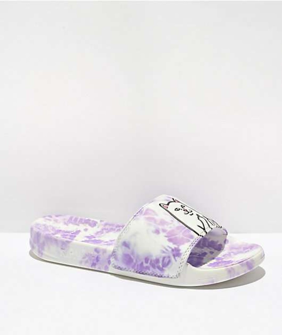 Sandals * | Ripndip Lord Nermal Purple Cloudwash Slide Sandals Outlet