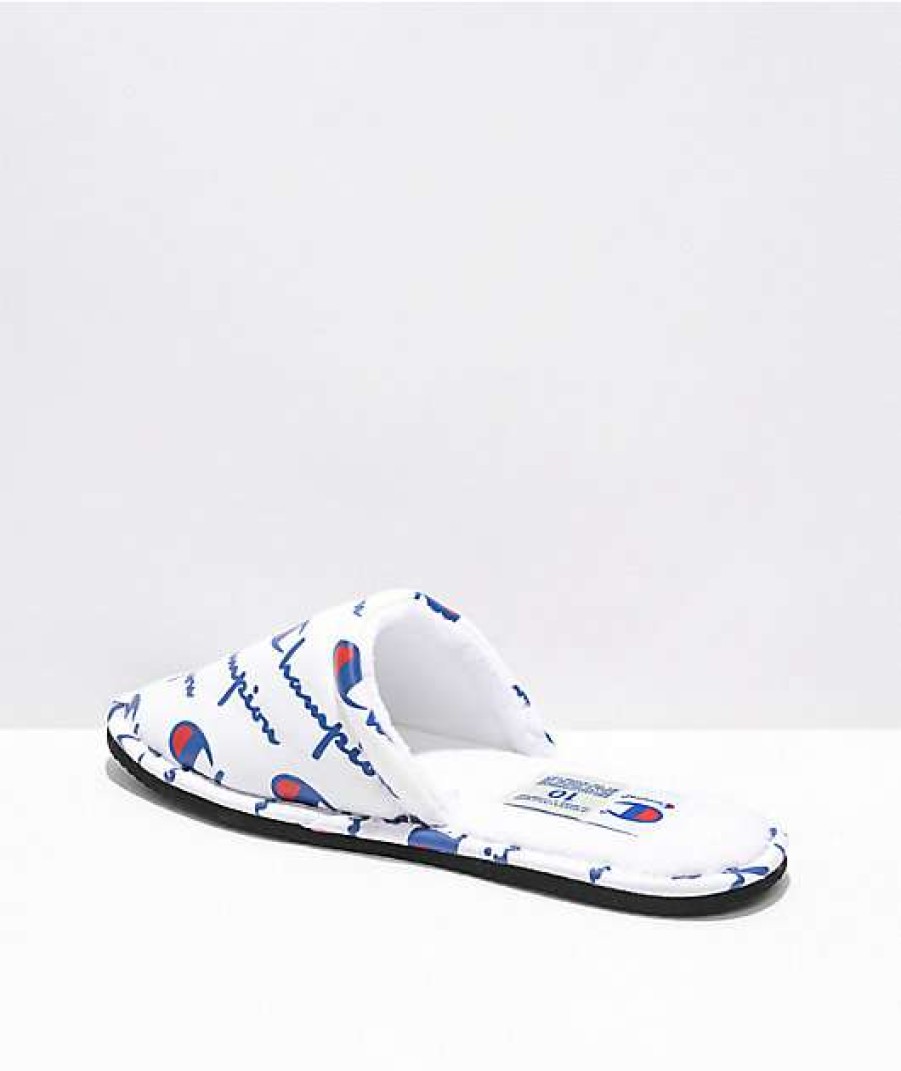 Shoes * | Champion Sleepover Script White Slippers Outlet