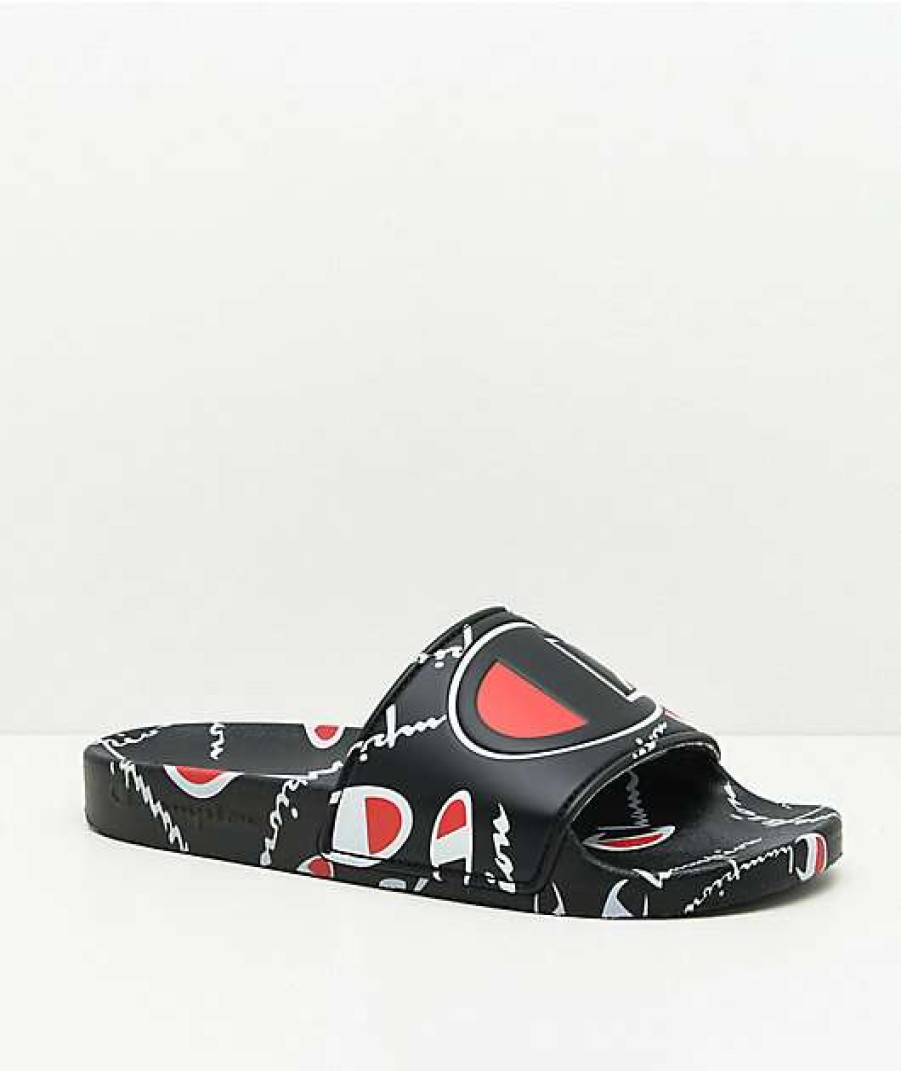 Sandals * | Champion Ipo Warped Black Slide Sandals Outlet