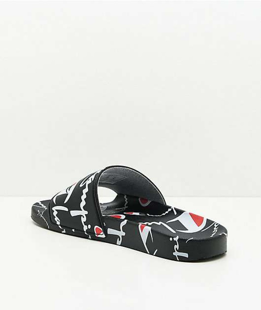 Sandals * | Champion Ipo Warped Black Slide Sandals Outlet