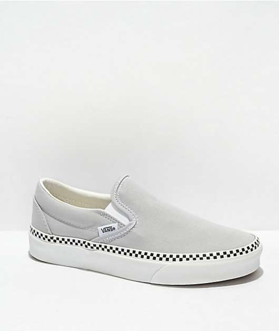 Vans * | Vans Slip-On Checkerboard Foxing Grey Dawn Skate Shoes Promotions