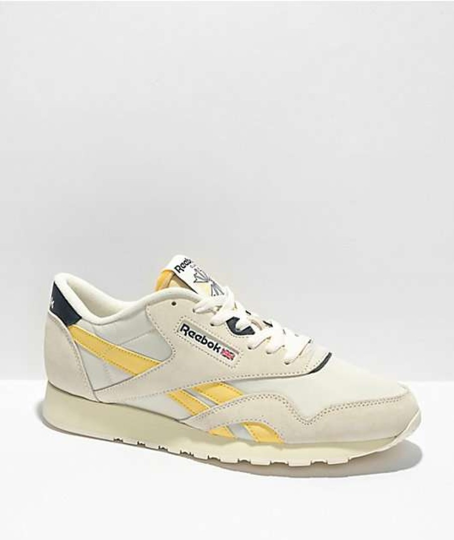 Sneakers * | Reebok Classic Nylon & Canvas White & Yellow Shoes Outlet