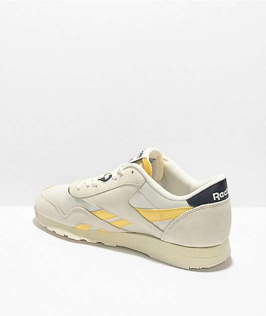 Sneakers * | Reebok Classic Nylon & Canvas White & Yellow Shoes Outlet