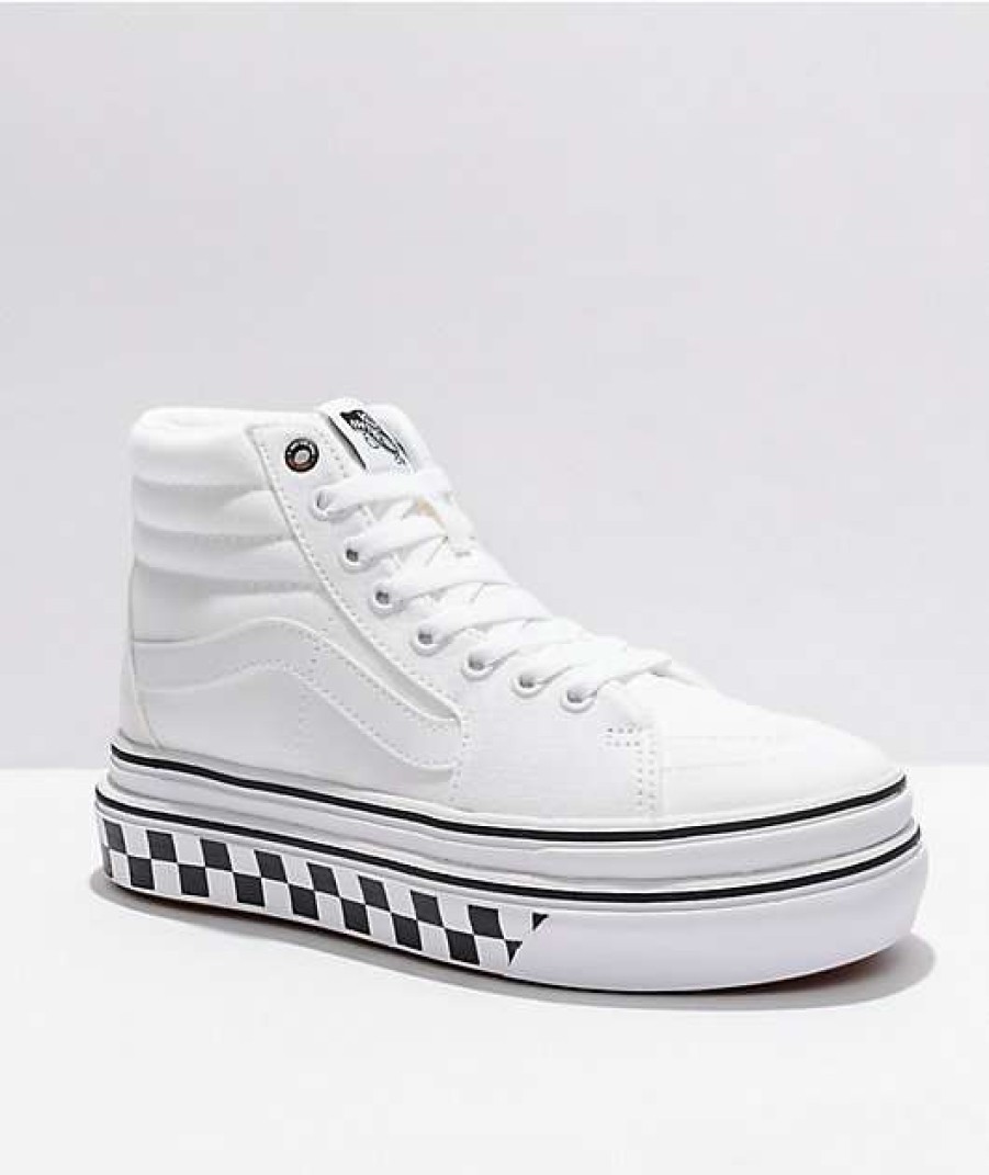 Vans * | Vans Sk8-Hi Comfycush Super White Platform Shoes Promotions