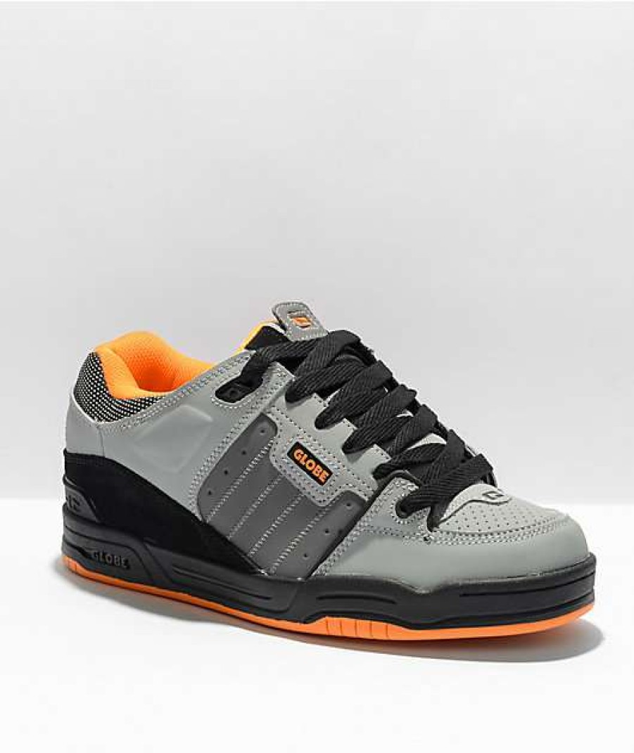 Shoes * | Globe Fusion Black, Grey, & Orange Skate Shoes Outlet