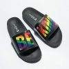 Sandals * | Mah Be Kind Black & Rainbow Slide Sandals Outlet