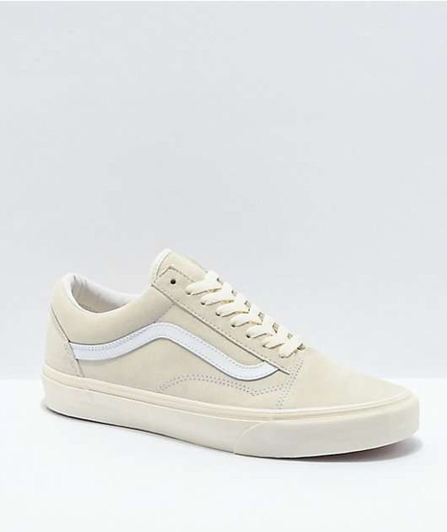 Vans * | Vans Old Skool Pig Suede Marshmallow White Skate Shoes Promotions