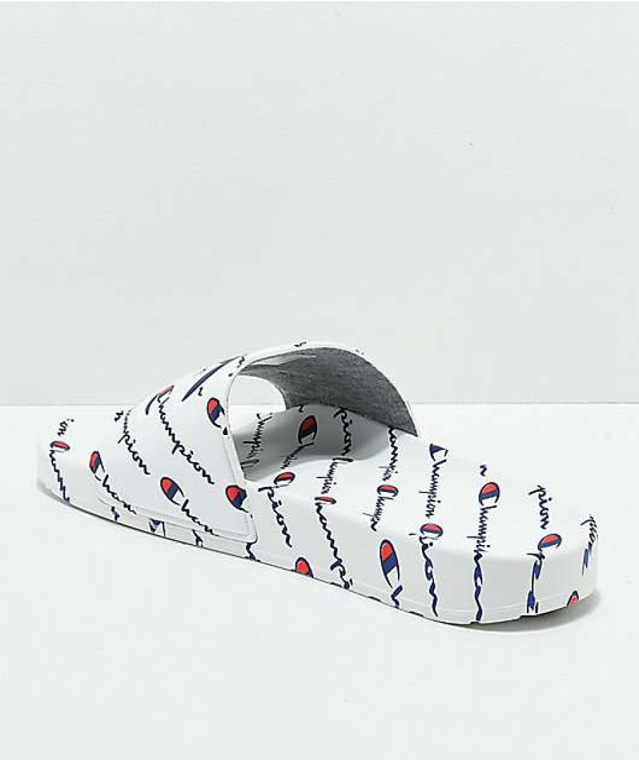 Sandals * | Champion Ipo Repeat White Slide Sandals Outlet